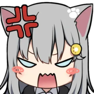 😡 Anime, Wütend, Katze, Emotion, Süß, Kawaii whatsapp sticker