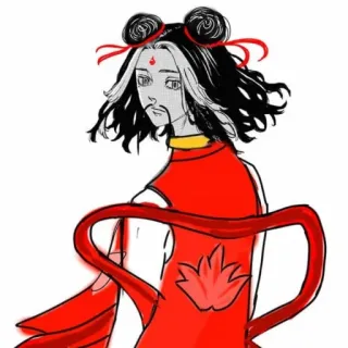 🎎 anime, cartoon, traditional, chinese, red whatsapp sticker