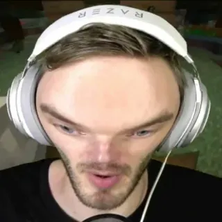 😳 PewDiePie pewdiepie, youtube, gamer, streamer, internet personality, headphones telegram sticker