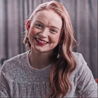🌟 mulher, retrato, sorrindo, feliz, cabelo ruivo, brilhante, atriz whatsapp sticker