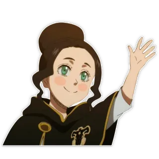 👋 Mimosa Vermillion Black Clover anime, character, female, cute, waving, smile telegram sticker