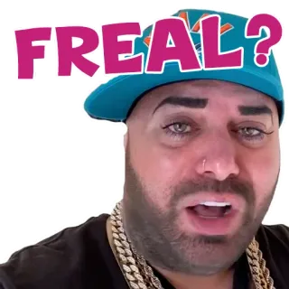 😮 FREAL? мужчина, кепка, мем, вопрос, выражение, лицо whatsapp sticker
