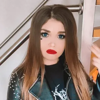😳 girl, leather jacket, portrait, emo, heart telegram sticker
