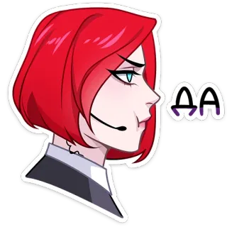 👍 ДА animé, femme, cheveux roux, autocollant, russe, cyrillique, expression telegram sticker