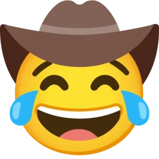 🤠 Biểu tượng cảm xúc, Cao bồi, Mũ, Khóc, Cười, Miền tây telegram sticker
