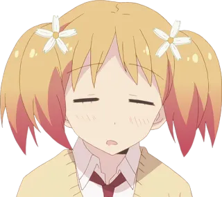 😪 garota anime, flor, sonolento, fofo, desenho animado, ilustração telegram sticker