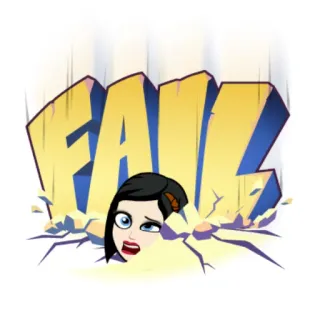 💀 FAIL 失敗, 女性, 漫画, 失望, エラー telegram sticker