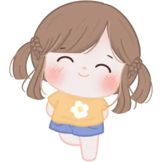 🧸 cartoon, girl, cute, sticker, happy whatsapp sticker
