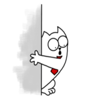 👀 gato, desenho animado, adesivo, fofo, gato branco, escondido whatsapp sticker