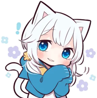 😃 Anime, Garota gato, Kawaii, Chibi, Mangá, Fofo, Orelhas de gato, Garota anime telegram sticker