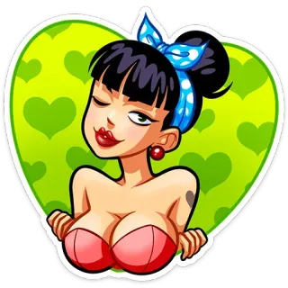 😉 cartoon, pin-up, woman, illustration, sexy, girl, flirty whatsapp sticker
