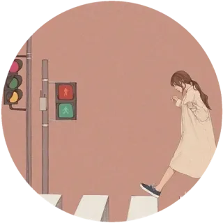 🤗 Mädchen, Kreuzung, Straße, Fußgänger, Ampel, Zebrastreifen whatsapp sticker