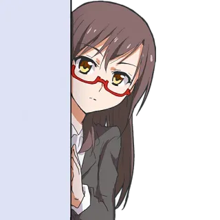 😶 Anime, Garota, Óculos, Espiando, Mulher, Desenho animado, Personagem telegram sticker