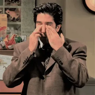 😭 Ross Geller Friends pleurer, triste, gêné(e), contrarié(e), série TV, comédie, sitcom telegram sticker