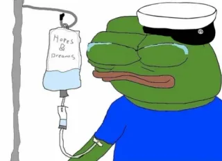 😓 Pepe the Frog Hopes & Dreams pepe, triste, llorando, esperanzas, sueños, meme, rana telegram sticker
