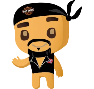 🚲 moto, motociclista, cartone animato, Harley-Davidson, mascotte telegram sticker