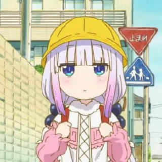 🍥 Kanna Miss Kobayashi's Dragon Maid 止まれ Anime, Manga, Kanna Kamui, Miss Kobayashis Dragon Maid, Kind, Gelber Hut, Rucksack telegram sticker
