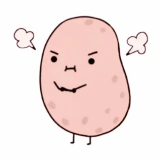 💭 aardappel, boos, cartoon, eten, groente, schattig, grappig whatsapp sticker