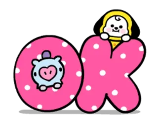 👌 OK OK, rosa, bebê, desenho animado, fofo, afirmativo telegram sticker