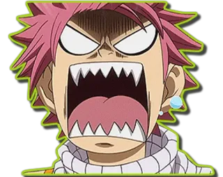😡 Natsu Dragneel Fairy Tail anime, cartoon, natsu, fairy tail, angry, shocked, anime character telegram sticker