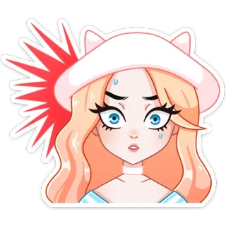 😈 наклейка, девушка, аниме, мультфильм, головной убор telegram sticker