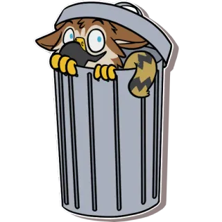 🗑 cartoon, animal, trash can, garbage, raccoon telegram sticker