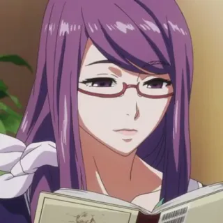 🦋 Rize Kamishiro Tokyo Ghoul anime, manga, tokyo ghoul, rize kamishiro, glasses, reading telegram sticker