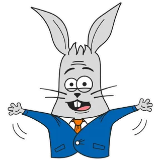 😊 Hase, Cartoon, Business, Tier, Anzug, Fröhlich telegram sticker