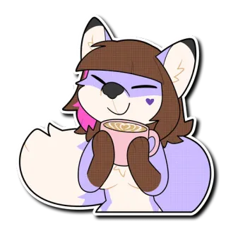 ☕️ Furry, Anthropomorph, Fuchs, Niedlich, Kawaii, Kaffee, Getränk telegram sticker