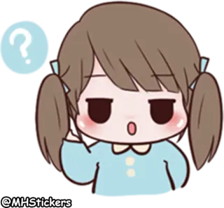 🤔 мультфильм, девушка, вопрос, размышление, милый telegram sticker