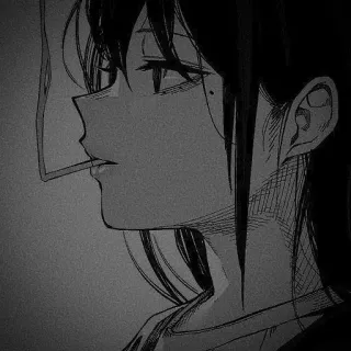 🖇 anime, smoking, cigarette, black and white, girl, manga telegram sticker