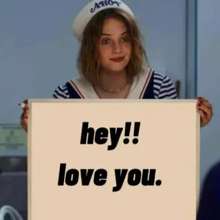 🔭 Robin Buckley Stranger Things hey!! love you. robin buckley, stranger things, scoops ahoy, love you, greeting, tv show telegram sticker