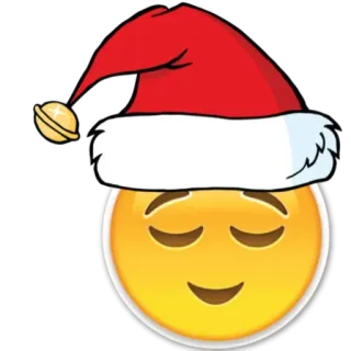 😌 emoji, natal, papai noel, chapéu, feliz, sorridente, festivo telegram sticker