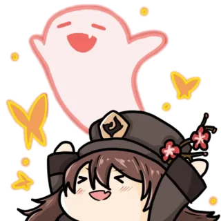 🌸 Hu Tao Genshin Impact Anime, Videogioco, Fantasma, Kawaii, Carino telegram sticker