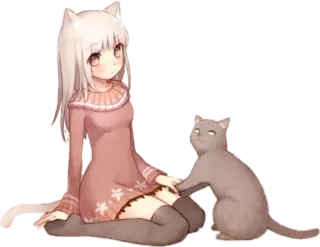 ❄ anime girl, cat girl, neko, kawaii, cute, cat, animal telegram sticker