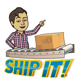 😏 SHIP IT! envio, pacote, entrega, enviar, Bitmoji telegram sticker