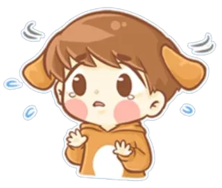 😨 การ์ตูน, น่ารัก, เศร้า, คาวาอิ, ร้องไห้, ลูกสุนัข telegram sticker