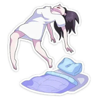 😴 schlafen, traum, schwebend, bett, nacht, frau, schlafwandeln whatsapp sticker