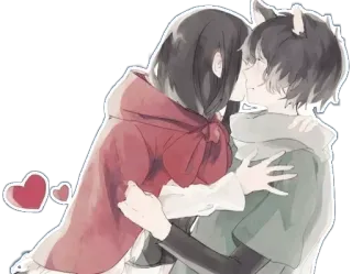 😚 Anime, Baci, Amore, Romance, Coppia telegram sticker