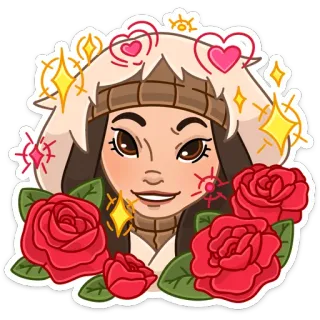 🥰 cartoni animati, ragazza, rose, stelle, cuori, amore, carino telegram sticker
