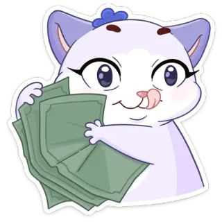 😋 cat, money, cartoon, cute, animal, rich whatsapp sticker