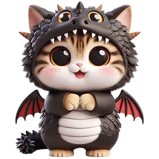 🥹 gatto, drago, gattino, carino, animale, fantasy, cosplay telegram sticker