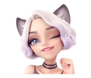 😉 женщина, девушка, аниме, милый, кот, уши telegram sticker