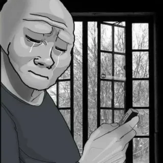 😭 Wojak, 슬픔, 울음, 밈, 외로움, 전화 telegram sticker