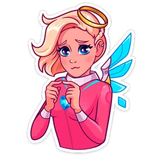 🥺 Mercy Overwatch マーシー, オーバーウォッチ, ビデオゲーム, 天使, キャラクター, 金髪 telegram sticker
