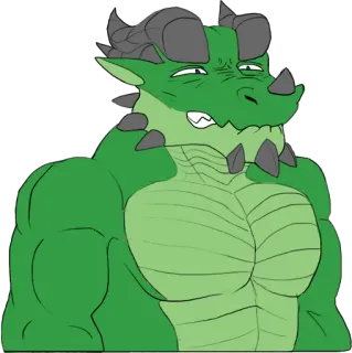 😟 Drache, Fantasy, Cartoon, Reptil, Muskulös, Anthropomorph, Monster, Illustration telegram sticker