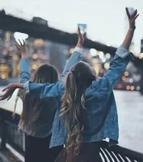 😍 amizade, cidade, viagem, mulheres, Ponte do Brooklyn, vista telegram sticker
