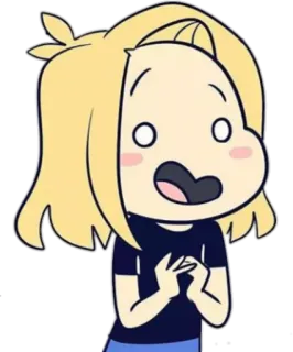 😟 cartoon, expression, surprised, cute, blond hair, anime style, animated telegram sticker