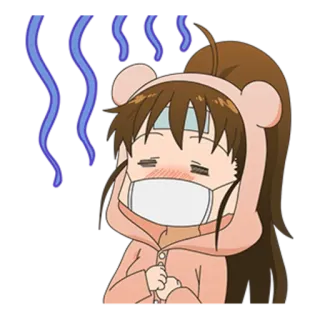 😷 dessin animé, maladie, malade, animé, masque, sweat à capuche telegram sticker