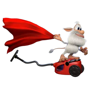 🏃 Booba Мультфильм, Милый, Смешной, Пылесос, Анимация, Белый telegram sticker